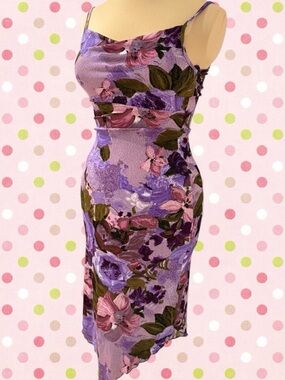 GRAIL Vintage 90s/Y2K Purple Floral Fairycore Dress